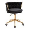 Židle LYON VELUR na zlaté podstavě s kolečky - černá