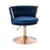 Židle LYON VELUR na zlatém talíři - modrá