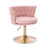 Židle LYON VELUR na zlatém talíři - světle růžová