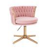 Židle LYON VELUR na zlatém kříži - světle růžová