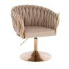 Židle NORDEN VELUR na zlatém talíři - latte