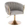 Židle NORDEN VELUR na zlatém talíři - světle šedá