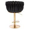 Barová židle NORDEN VELUR na zlatém talíři - černá