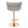 Barová židle LYON VELUR na zlatém talíři - světle šedá