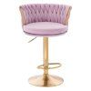 Barová židle LYON VELUR na zlatém talíři - levandule