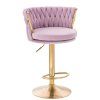 Barová židle LYON VELUR na zlatém talíři - levandule