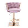 Barová židle LYON VELUR na zlaté hranaté podstavě - levandule