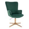 Křeslo AMADEO VELUR na zlatém kříži - zelené