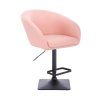 Barová židle VENICE na černé hranaté podstavě - světle růžová