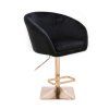 Barová židle VENICE VELUR na zlaté hranaté podstavě - černá