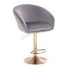 Barová židle VENICE VELUR na zlatém talíři - světle šedá