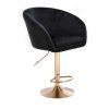 Barová židle VENICE VELUR na zlatém talíři - černá