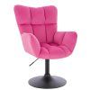 Křeslo AURORA VELUR na černém talíři - tmavě růžové