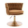 Židle LYON VELUR na zlatém talíři - medová