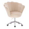 Křeslo FREY VELUR na stříbrné podstavě s kolečky - krémové