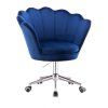 Křeslo FREY VELUR na stříbrné podstavě s kolečky - modré
