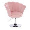 Křeslo FREY VELUR na stříbrném talíři - světle růžové