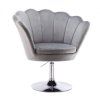 Křeslo FREY VELUR na stříbrném talíři - světle šedé