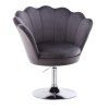 Křeslo FREY VELUR na stříbrném talíři - tmavě šedé