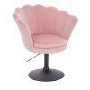 Křeslo FREY VELUR na černém talíři - světle růžové