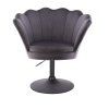 Křeslo FREY VELUR na černém talíři - tmavě šedé