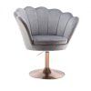 Křeslo FREY VELUR na zlatém talíři - světle šedé