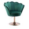 Křeslo FREY VELUR na zlatém talíři - zelené