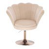 Křeslo FREY VELUR na zlatém talíři - krémové