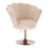 Křeslo FREY VELUR na zlatém talíři - krémové
