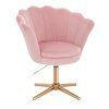 Křeslo FREY VELUR na zlatém kříži - světle růžové