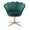 Křeslo FREY VELUR na zlatém kříži - zelené