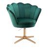 Křeslo FREY VELUR na zlatém kříži - zelené