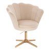 Křeslo FREY VELUR na zlatém kříži - krémové