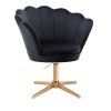 Křeslo FREY VELUR na zlatém kříži - černé