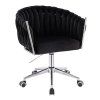 Židle NORDEN VELUR na stříbrné podstavě s kolečky - černá
