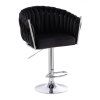 Barová židle NORDEN VELUR na stříbrném talíři - černá