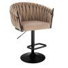 Barová židle NORDEN VELUR na černém talíři - latte