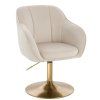 Židle AVOLA VELUR na zlatém talíři - krémová