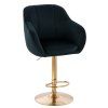 Barová židle AVOLA VELUR na zlatém talíři - černá