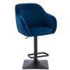 Barová židle AVOLA VELUR na černé hranaté podstavě - modrá