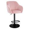 Barová židle AVOLA VELUR na černém talíři - světle růžová