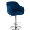 Barová židle AVOLA VELUR na stříbrném talíři - modrá