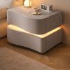 Noční stolek ALVA s LED osvětlením – světle šedý