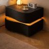 Noční stolek ALVA s LED osvětlením – černý
