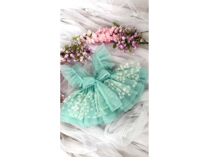Luxury Kids Bellarco Fiore Spring Mint tylova sukna na traky pre dievcata