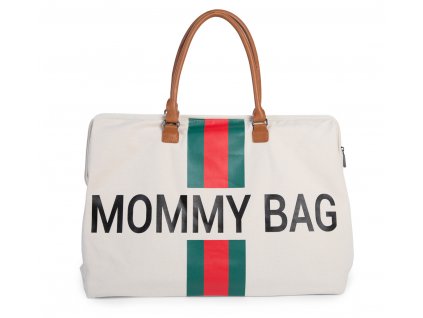 Luxury Kids Childhome prebaľovacia taška mama mommy bag big off white stripes green red biela zelená červená