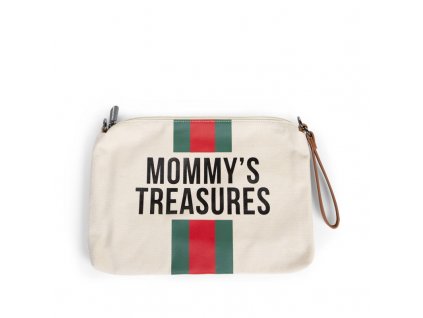 Luxury Kids Childhome crossbody taska cez plece mommys treasures off white stripes green red