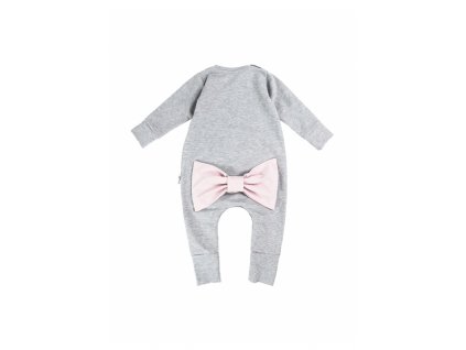 Luxury Kids I Love Milk overal rampers sedy sivy masla ruzova pink