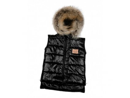 Luxury Kids Lattante vesta kamizelka vest black czarny cierna London naturalne futerko prava kozusina natural fur