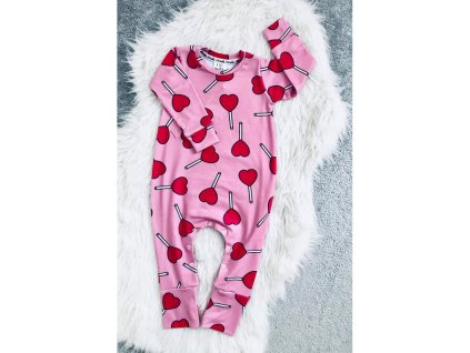 Luxury Kids I Love Milk romper overal prechodny lollipop print